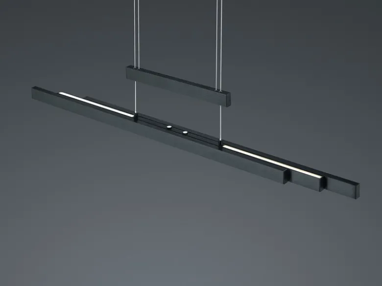 LED Pendelleuchte TRAJAN ausziehbar höhenverstellbar Schwarz, max. Breite 150cm