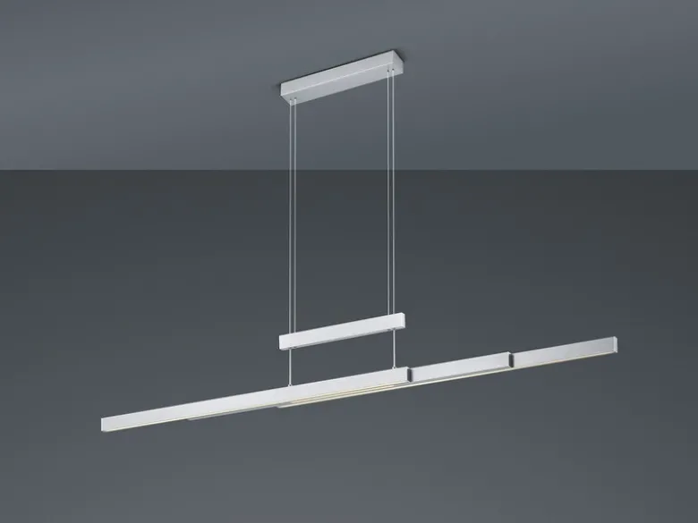 LED Pendelleuchte TRAJAN ausziehbar höhenverstellbar Silber, max. Breite 150cm