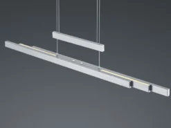 LED Pendelleuchte TRAJAN ausziehbar höhenverstellbar Silber, max. Breite 150cm