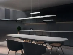 LED Pendelleuchte TRAJAN ausziehbar höhenverstellbar Silber, max. Breite 150cm