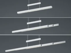 LED Pendelleuchte TRAJAN ausziehbar höhenverstellbar Silber, max. Breite 150cm