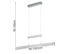 LED Pendelleuchte TRAJAN ausziehbar höhenverstellbar Silber Schwarz, B: 150cm