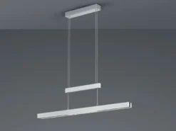 LED Pendelleuchte TRAJAN ausziehbar höhenverstellbar Silber Schwarz, B: 150cm