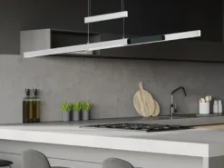 LED Pendelleuchte TRAJAN ausziehbar höhenverstellbar Silber Schwarz, B: 150cm