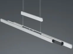 LED Pendelleuchte TRAJAN ausziehbar höhenverstellbar Silber Schwarz, B: 150cm