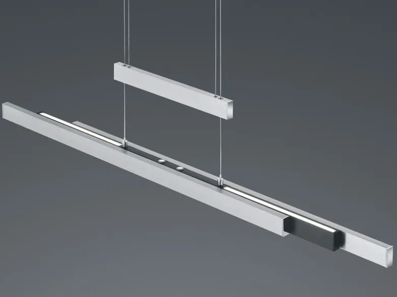 LED Pendelleuchte TRAJAN ausziehbar höhenverstellbar Silber Schwarz, B: 150cm