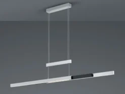 LED Pendelleuchte TRAJAN ausziehbar höhenverstellbar Silber Schwarz, B: 150cm