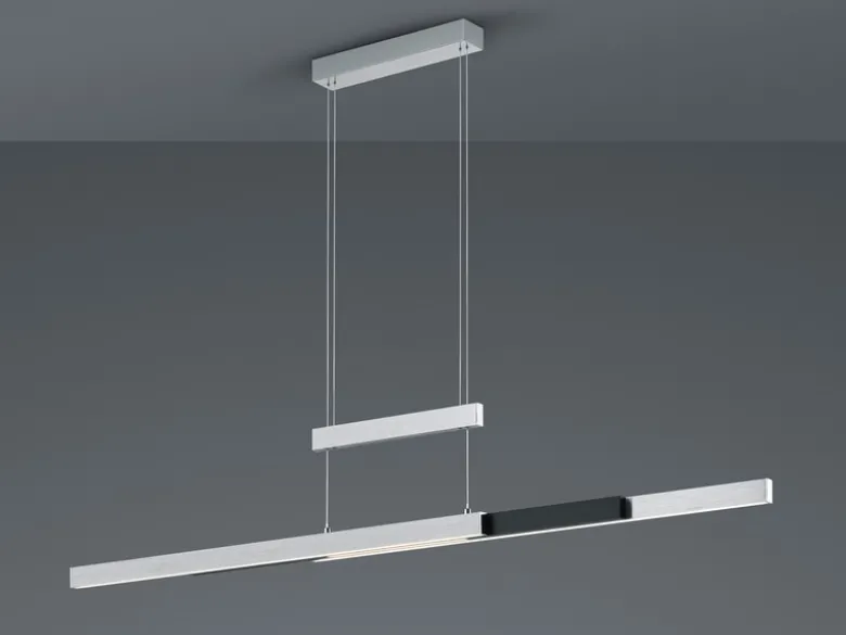 LED Pendelleuchte TRAJAN ausziehbar höhenverstellbar Silber Schwarz, B: 150cm