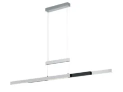 LED Pendelleuchte TRAJAN ausziehbar höhenverstellbar Silber Schwarz, B: 150cm