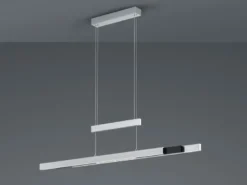LED Pendelleuchte TRAJAN ausziehbar höhenverstellbar Silber Schwarz, B: 150cm