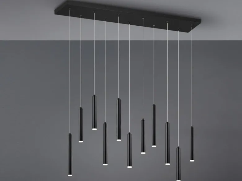 LED Pendelleuchte TUBULAR mehrflammig Schwarz - 3 Stufen dimmbar, B: 115cm