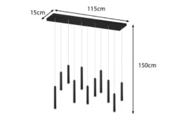 LED Pendelleuchte TUBULAR mehrflammig Schwarz - 3 Stufen dimmbar, B: 115cm