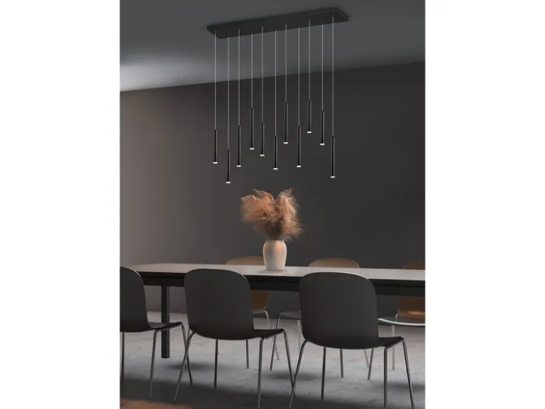 LED Pendelleuchte TUBULAR mehrflammig Schwarz - 3 Stufen dimmbar, B: 115cm
