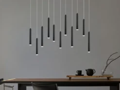 LED Pendelleuchte TUBULAR mehrflammig Schwarz - 3 Stufen dimmbar, B: 115cm
