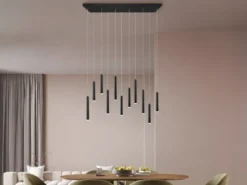 LED Pendelleuchte TUBULAR mehrflammig Schwarz - 3 Stufen dimmbar, B: 115cm