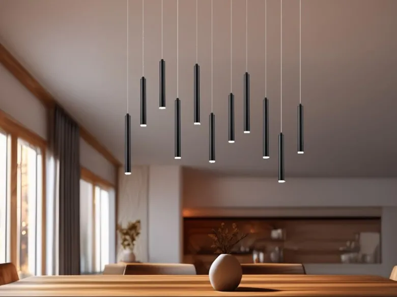 LED Pendelleuchte TUBULAR mehrflammig Schwarz - 3 Stufen dimmbar, B: 115cm