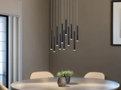 LED Pendelleuchte TUBULAR mehrflammig rund Schwarz - 3 Stufen dimmbar, Ø 40cm