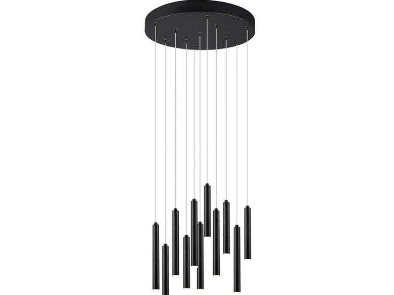 LED Pendelleuchte TUBULAR mehrflammig rund Schwarz - 3 Stufen dimmbar, Ø 40cm