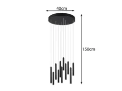 LED Pendelleuchte TUBULAR mehrflammig rund Schwarz - 3 Stufen dimmbar, Ø 40cm