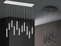 LED Pendelleuchte TUBULAR mehrflammig rund Schwarz - 3 Stufen dimmbar, Ø 40cm