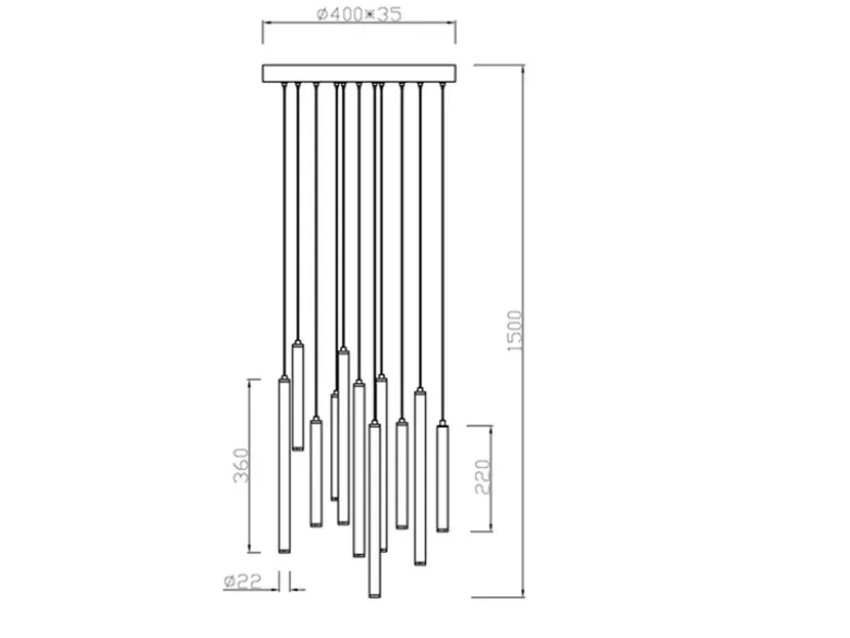 LED Pendelleuchte TUBULAR mehrflammig rund Schwarz - 3 Stufen dimmbar, Ø 40cm