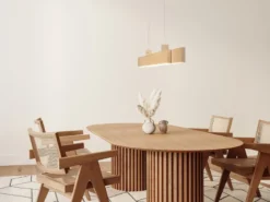 LED Pendelleuchte VAYANA Beige ausziehbar höhenverstellbar, max. Breite 140cm