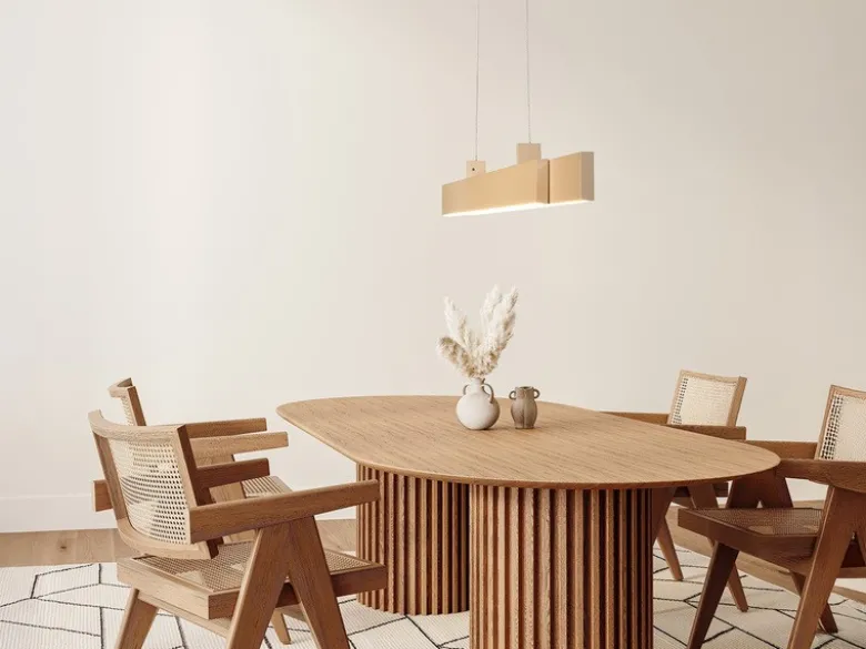 LED Pendelleuchte VAYANA Beige ausziehbar höhenverstellbar, max. Breite 140cm