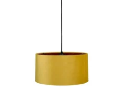LED Pendelleuchte Vintage mit Lampenschirm Samt Gelb / Gold, Ø 40cm