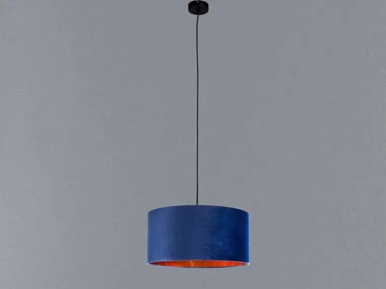 LED Pendelleuchte Vintage mit Lampenschirm Samt Blau / Gold, Ø 40cm