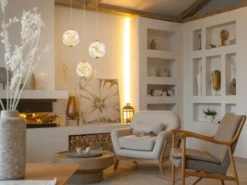 LED Pendelleuchte VIRINA 3-flammig Gold mit Kristall Glaskugeln, Ø 41cm