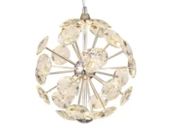LED Pendelleuchte VIRINA Silber Kugellampe aus K9 Kristallen, Ø 28cm