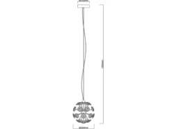 LED Pendelleuchte VIRINA Silber Kugellampe aus K9 Kristallen, Ø 28cm