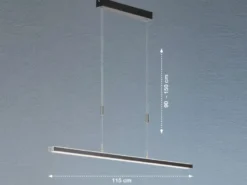 LED Pendelleuchte VITAN Schwarz dimmbar & höhenverstellbar, Breite 115cm