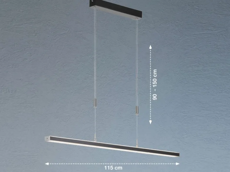 LED Pendelleuchte VITAN Schwarz dimmbar & höhenverstellbar, Breite 115cm