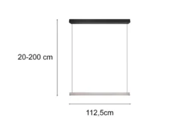 LED Pendelleuchte WALLACE dimmbar & höhenverstellbar, Schwarz Silber, B: 112,5cm