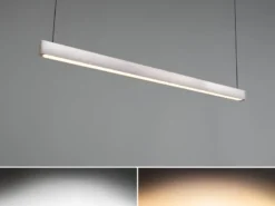 LED Pendelleuchte WALLACE dimmbar & höhenverstellbar, Schwarz Silber, B: 112,5cm