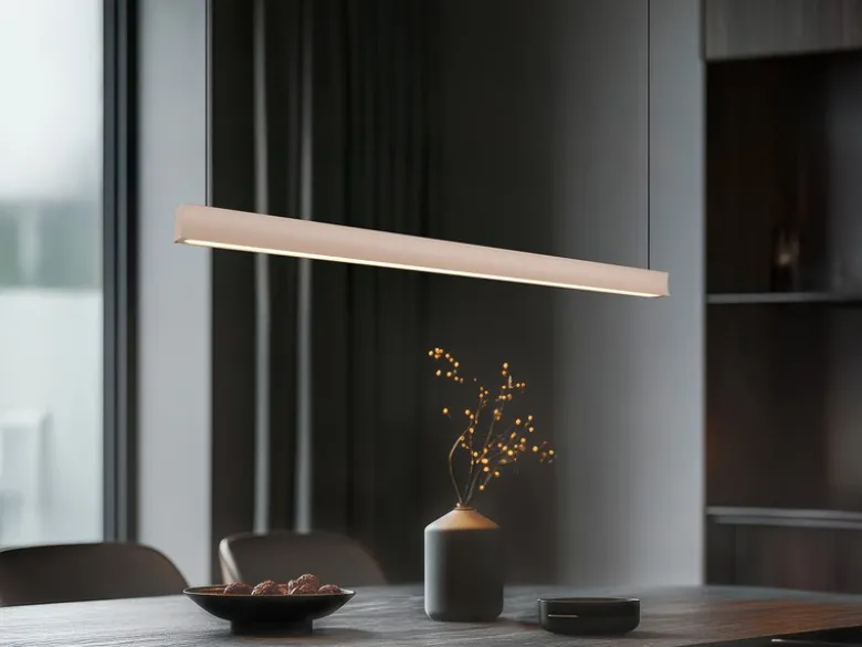 LED Pendelleuchte WALLACE dimmbar & höhenverstellbar, Beige, Breite 112,5cm