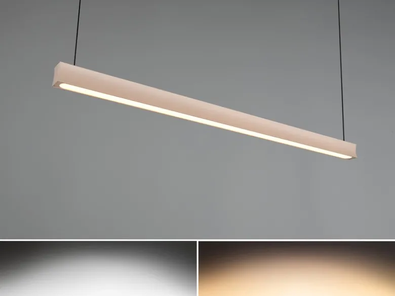 LED Pendelleuchte WALLACE dimmbar & höhenverstellbar, Beige, Breite 112,5cm