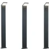 LED Pfostenleuchte mit Bewegungsmelder im 3er SET Anthrazit IP54 H.100 cm