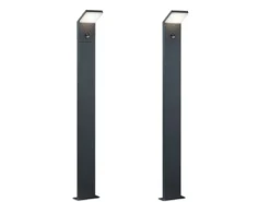 LED Pfostenleuchte mit Bewegungsmelder 2er SET Anthrazit IP54 H.100 cm