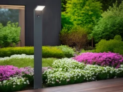 LED Pfostenleuchte mit Bewegungsmelder 2er SET Anthrazit IP54 H.100 cm