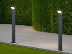 LED Pfostenleuchte mit Bewegungsmelder 2er SET Anthrazit IP54 H.100 cm
