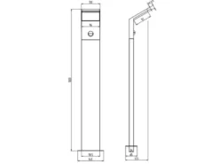 LED Pfostenleuchte mit Bewegungsmelder 2er SET Anthrazit IP54 H.100 cm