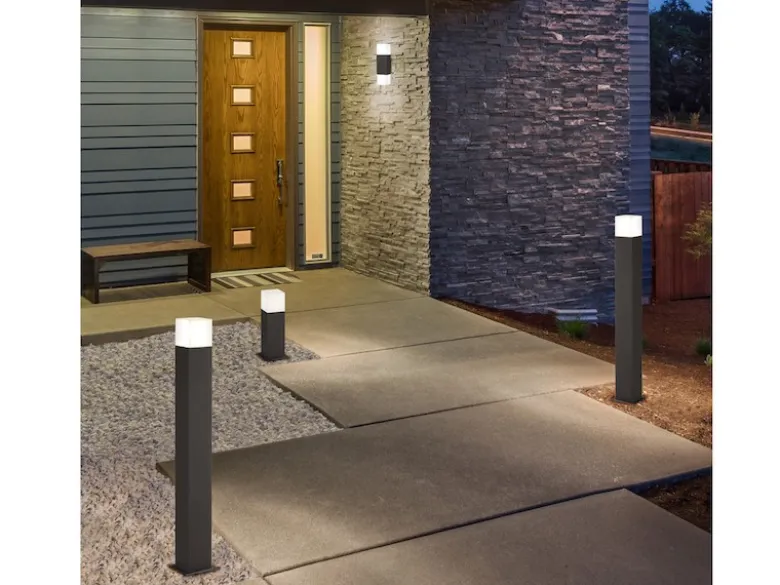 LED Pollerleuchte 2er Set in Anthrazit Höhe 80cm IP44 - Außenleuchte Wegeleuchte