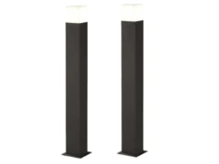 LED Pollerleuchte 2er Set in Anthrazit Höhe 80cm IP44 - Außenleuchte Wegeleuchte