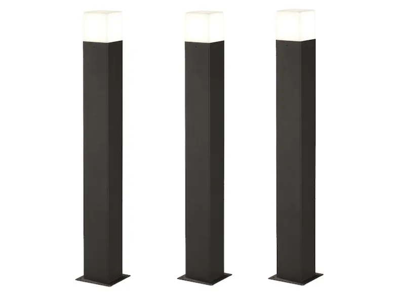 LED Pollerleuchte 3er Set in Anthrazit Höhe 80cm IP44 - Außenleuchte Wegeleuchte