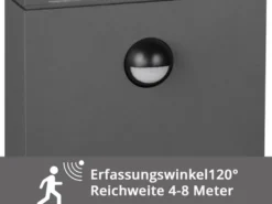 LED Pollerleuchte mit Bewegungsmelder in Anthrazit, Höhe 80cm