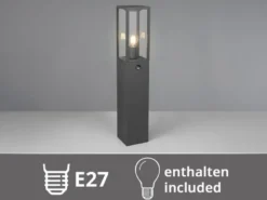 LED Pollerleuchte mit Bewegungsmelder in Anthrazit, Höhe 80cm