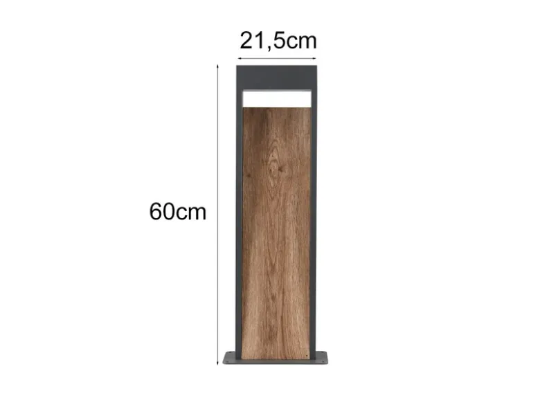LED Pollerleuchte SALMON in Anthrazit & Holzoptik, Höhe 60cm