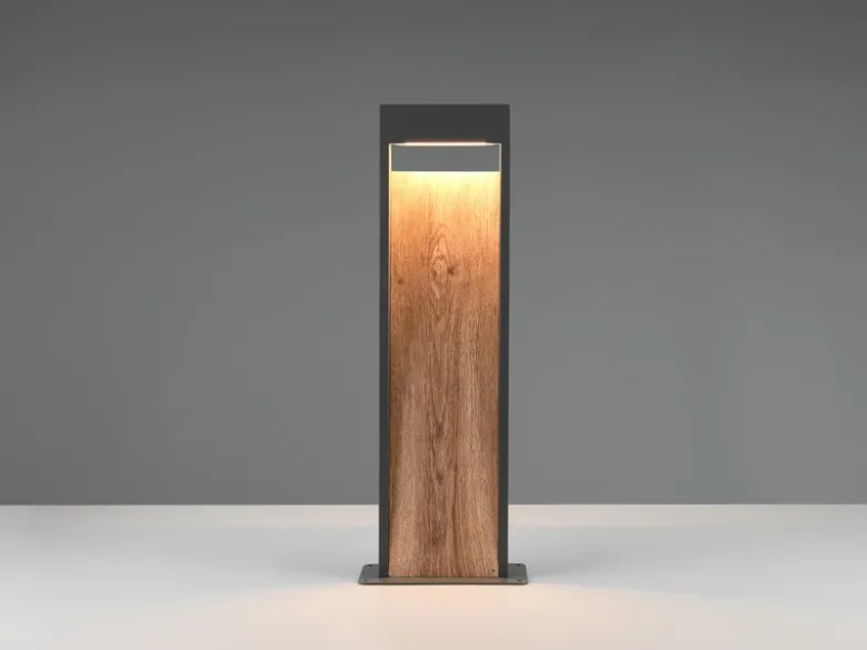 LED Pollerleuchte SALMON in Anthrazit & Holzoptik, Höhe 60cm